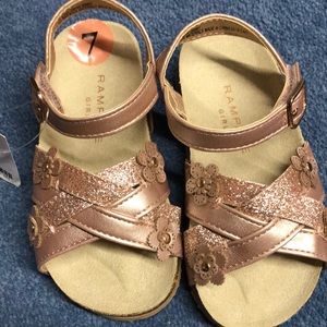 New Pink glitter Rampage girls size 7 sandals